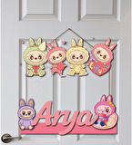 Labubu Desenli Kişiye Özel Yenidoğan Kapı Süsü 45 cm