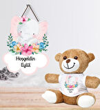 Kişiye Özel Bebek Kapı Süsü (Peluş Ayıcık Hediyeli) – Baby Shower / Hastane Odası