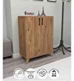 Bofigo 4 Raflı 2 Kapaklı Ayakkabılık Çok Amaçlı Dolap Ayakkabı Dolabı Ceren Çam