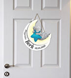 Meşgalem Yıldızı Kucaklayan Ayıcık Temalı Kişiye Özel Kapı Süsü