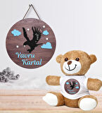 Kişiye Özel Bebek Kapı Süsü (Peluş Ayıcık Hediyeli) – Baby Shower / Hastane Odası