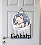 Meşgalem Yavru Kurt Temalı Kişiye Özel Kapı Süsü
