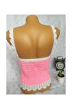 CROP TOP BÜSTİYER ŞEKER PEMBE BEYAZ RENK HANDMADE