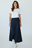 KADIN BELİ LASTİKLİ YANLARDAN DİVET DETAYLI KALIN KIŞLIK ETEK