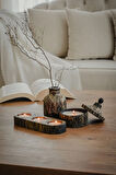 Siyak Varak Mermer Efekti Doğal Soya Tealight Vazo Hediyelik Dekoratif Mum Seti