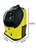 Yıkanabilir Şeffaf Kedi ve Köpek Taşıma Çantası 7 Hava Kanalı Fileli Ceplerle Pratik Kullanım Sarı
