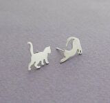 Takı Store Kedi Figürleri Gümüş Küpe