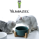 Kedi Mama-Su Kabı Çevre Dostu Seramik Ve Doğal Ahşaptan