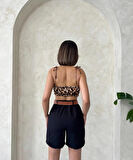 Kadın Kemerli Gabardin Şort