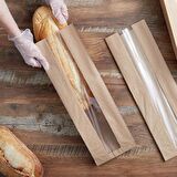 Pencereli Kraft Baget Ekmek Fırın Kese Kağıdı - Orta boy - 15 x 41 Cm. - 0.510 Kg. - 10 Paket