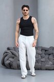 Bol Kesim Baggy Kalıp Düğmeli Keten Pantolon
