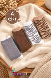 Kadın Peluş Kaydırmaz Tabanlı 4''Çift Çorap Seti (EXTRA SOFT)