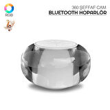 Kristal Cam Hoparlör Bluetooth Bağlantısı RGB Işık Efekti Yüksek Ses Kaliteli Taşınabilir Hoparlör
