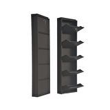 5 li Siyah Kilitli Metal Ayakkabılık