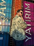 Unisex Kadın Erkek Desenli Şal Yaka Kimono