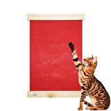 Barış Dizayn Doğal Ahşap Duvara Monte Kedi Tırmalama Paneli Tırmalaması Tırnaklama (55x40cm) Kırmızı