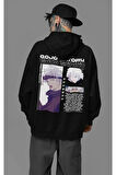 Anime Karakter Gojo Satoru Baskılı Unisex Oversize Jujutsu Kaisen Hoodie