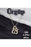 14AYAR 2.27Gram Altın Çift Kedili Kolye