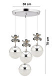 Kelebek 4'lü Gümüş Sarkıt 3 Renk Kademeli Ledli Kristal Taşlı Modern Led Avize