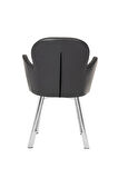 KROM METAL AYAKLI SALON/MUTFAK SANDALYESİ KOLLUKELEBEK (DERİ)
