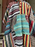 Unisex Nepal Gheri Renkli Panço, Çok Kalın Panço, Kalın Şal, Sıcak Panço, Kamp Panço