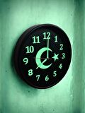 Fosforlu Gece Görünen Parlayan Ayyıldız Duvar Saati Çap 28 Cm Cam Yok