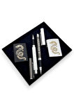 2 İsme Özel Touchpen Tükenmez Kalem 2 Ejderha Desenli Benzinli Çakmak 4 Parça Kişiye Özel Set