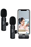 Girişli Uyumlu Ikili Kablosuz Yaka Mikrofonu Youtube Tiktok Vlog