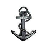 Antika Tarz Dekoratif Pirinç Halatlı, Çapa, Denizci, Gemici Kapı Tokmağı, Taktak - 170X60Mm, Oksit