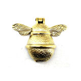 Antika Tarz Dekoratif Pirinç Arı Kapı Tokmağı, Taktak - Küçük,123X150Mm, Sarı