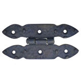 Antika Tarz Dekoratif Pirinç Düğmeli Menteşe - 117X57 Mm, Oksit