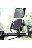 Motosiklet Gidon Ve Ayna Bağlantılı Motor Ve Bisiklet Uyumlu Telefon Tutucu 12-24W Hızlı Şarj