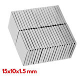 100 Adet 15X10X1.5 Mm Köşeli Neodyum Mıknatıs N35 Magnet Dayanıklı Nikel Kaplama