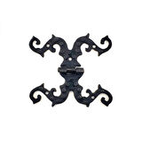 Antika Tarz Dekoratif Pirinç Süslü Menteşe - 100X90 Mm, Oksit