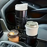 Araç İçi 360 Derece Dönen 2'Li Bardaklıklı Açılarak Ayarlanabilir Bardak Tutucu Aparat