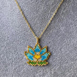 El Yapımı Miyuki  Zincirli Lotus Çiçek  Kadın Kolye(Sarı,Pembe,Mavi Renklerde)