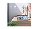 Dijital Ekran Çift Alarm Çalar Saat,Sıcaklık Ölçer,Ayna Yüzeyli FM Radyo Bluetooth Hoparlör Usb Şarjlı/TF Kart Takılabilir