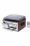 KN-110 Vintage Plak CD Kaset USB Bluetooth TF AUX Özelikli Pikap