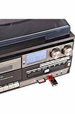 KN-110 Vintage Plak CD Kaset USB Bluetooth TF AUX Özelikli Pikap