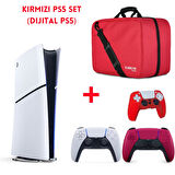 Playstation 5 Dijital Sürüm (Slim) + Kırmızı Dualsense + Kırmızı Çanta (Kılıf Hediyeli)