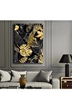 Siyah-altın Modern Yapraklar Kanvas Kanvas Canvas Tablo