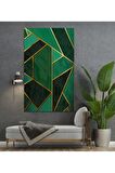 Altın Rengi Yaldızlı Yeşil Simetrik Modern Kanvas Kanvas Canvas Tablo