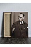 Mustafa Kemal Atatürk Siyah Beyaz Kanvas Tablo