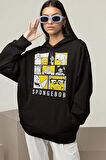 Çizgi Film Spongebob Baskılı Unisex Oversize Hoodie