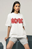 KOPYA - AC DC Back In Black Baskılı Unisex Oversize Rock Metal Tişört