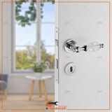 Topkapı Kristal Cam Rozetli Krom Oda Kapı Kolu Koldoor 5 Takım