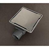 KOLDOOR Sukar Line 9 Plain Paslanmaz Çelik Kasa İnox Duş Süzgeçi 360° Ayarlanabir 15x15 Cm Ø50 Çıkış