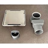 KOLDOOR Sukar Line 9 Plain Paslanmaz Çelik Kasa İnox Duş Süzgeçi 360° Ayarlanabir 10x10 Cm Ø50 Çıkış 1153-1031099-01