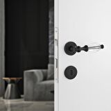 Topkapı Kristal Cam Rozetli Siyah Oda Kapı Kolu Koldoor 4 Takım