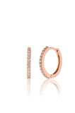 925 ayar Gümüş Yarım Tur Zirkon Taşlı 17 mm Halka küpe-Rose